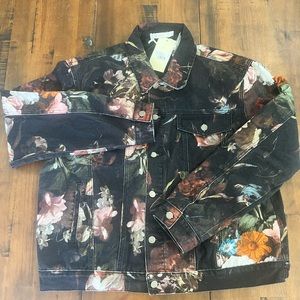 mnml Womens XL jean Floral Trucker Jacket Multicolor COUNTRY Western